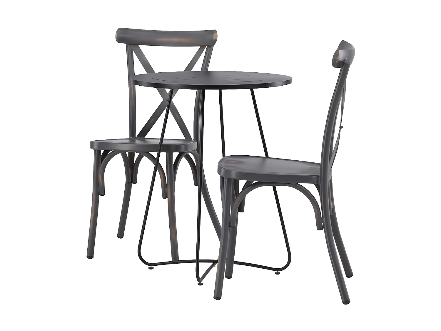 Bacong set de jardin table, 2 chaises noir,gris foncé.