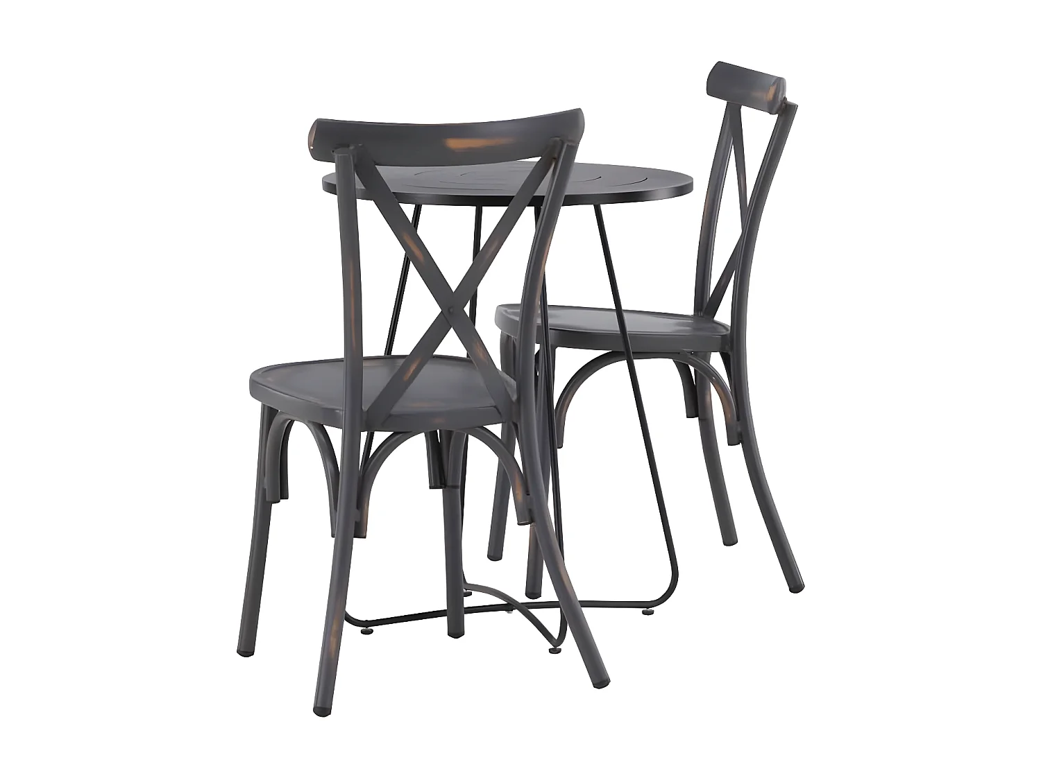 Bacong set de jardin table, 2 chaises noir,gris foncé.