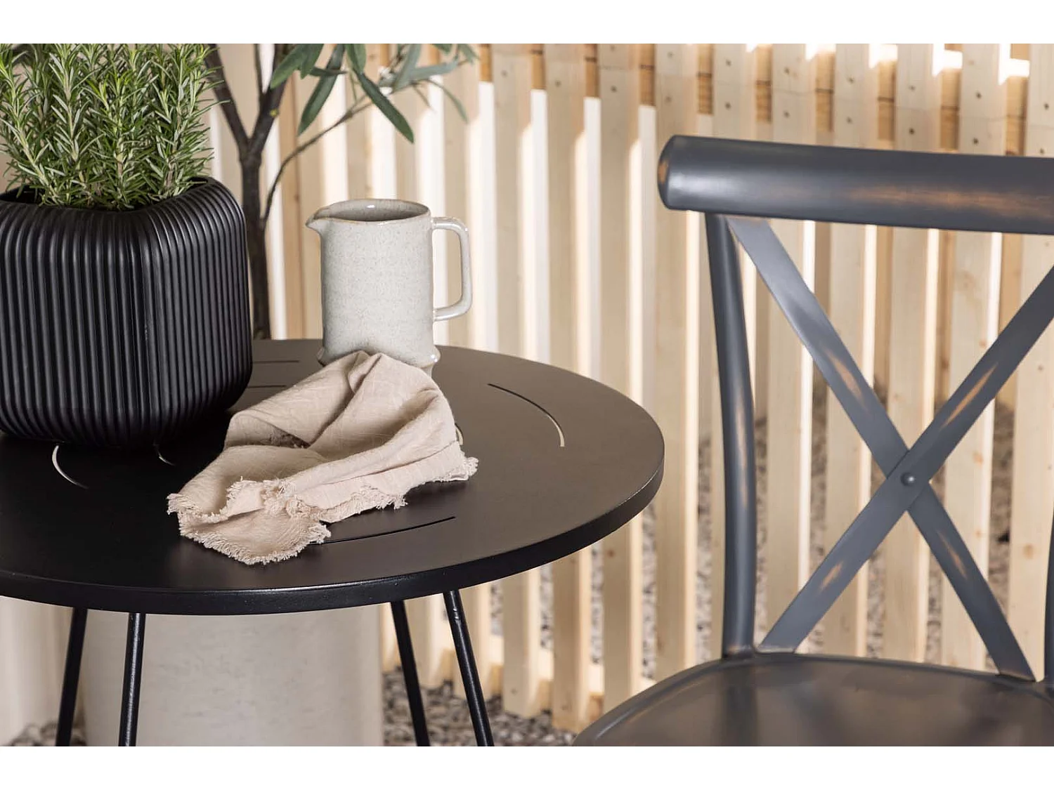 Bacong set de jardin table, 2 chaises noir,gris foncé.