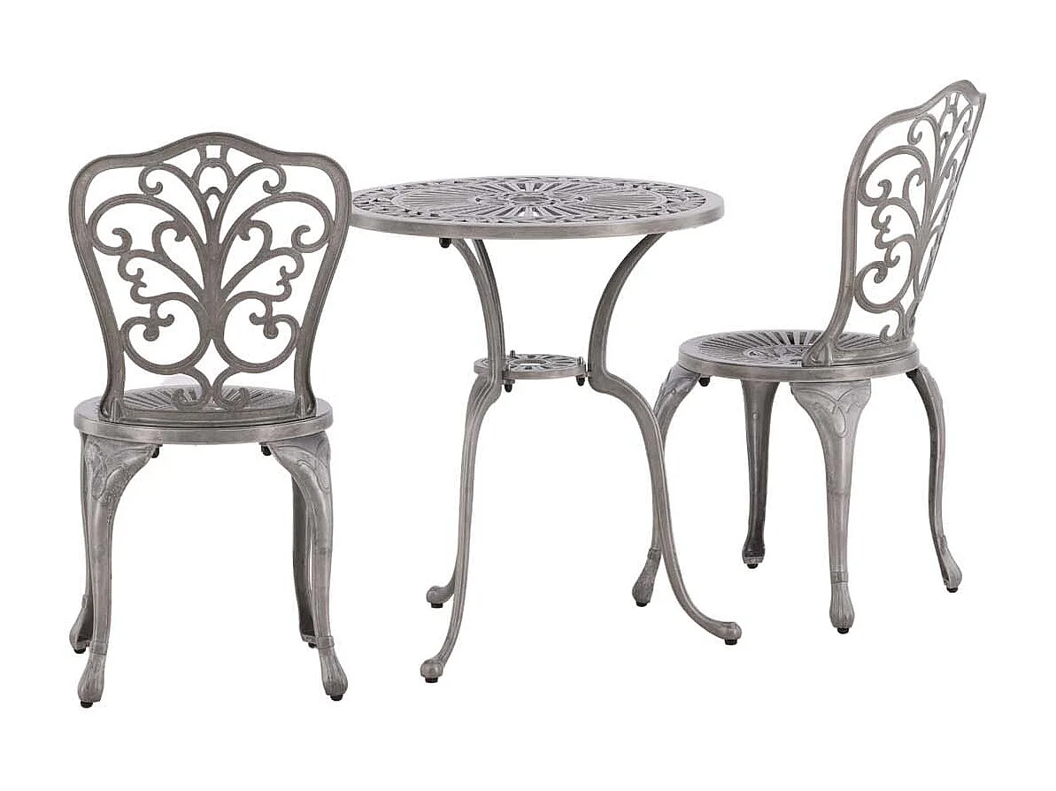 Ensemble de Jardin Table et 2 Chaises Couleur Argent - Style et Durabilité