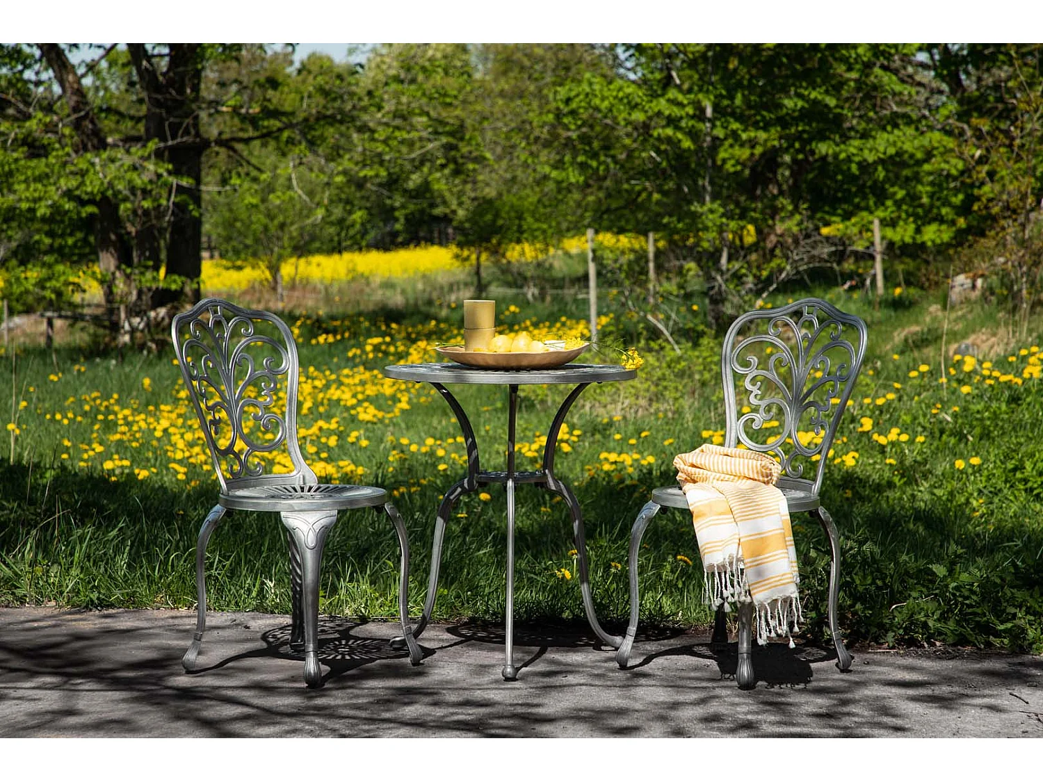 Ensemble de Jardin Table et 2 Chaises Couleur Argent - Style et Durabilité