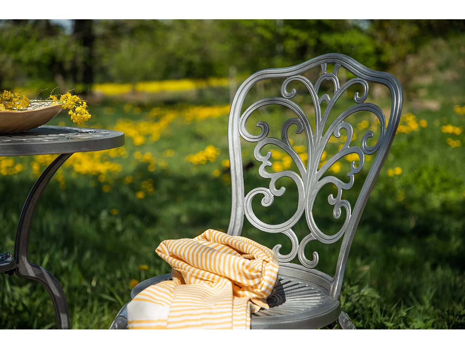 Ensemble de Jardin Table et 2 Chaises Couleur Argent - Style et Durabilité