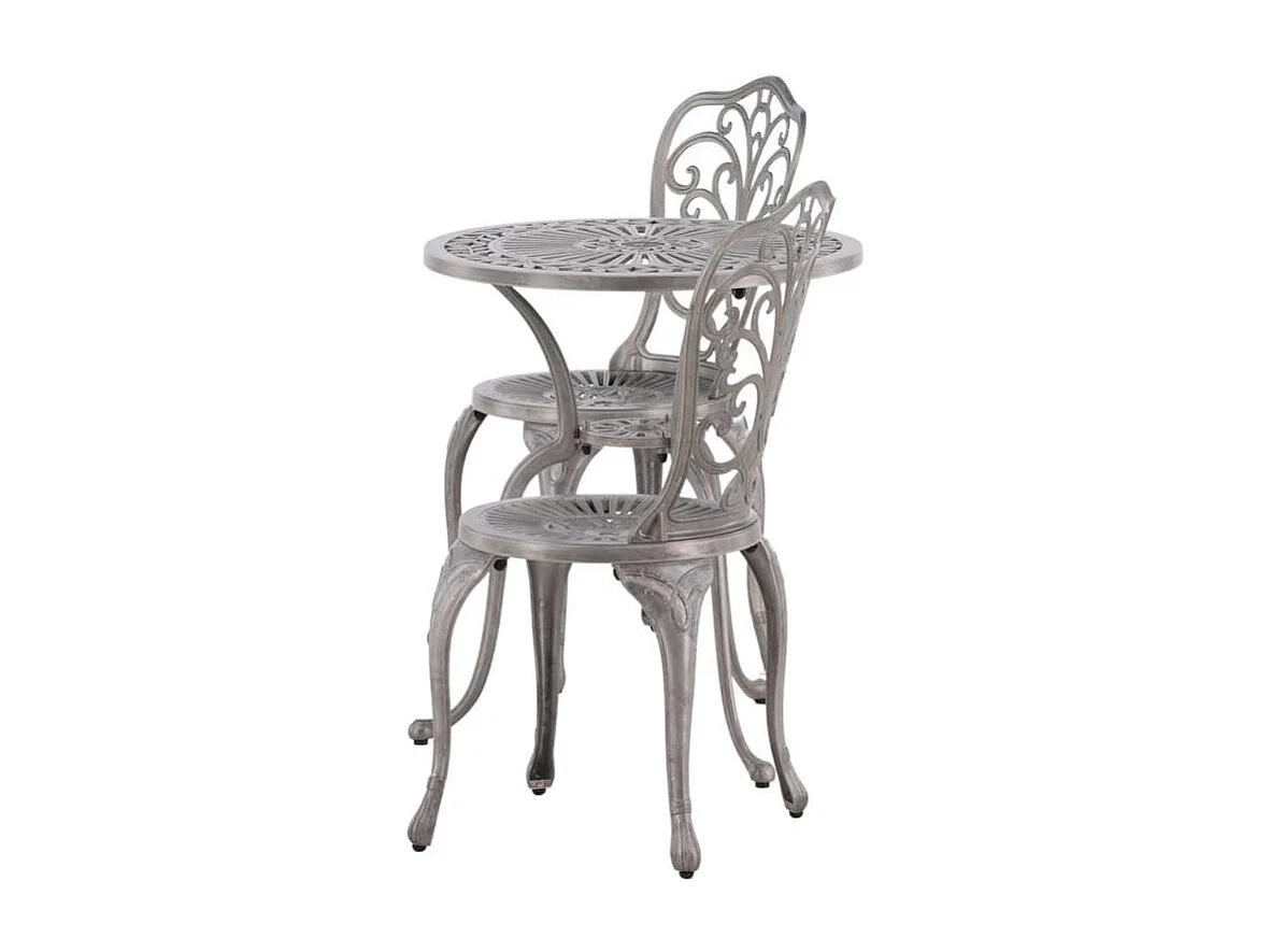 Ensemble de Jardin Table et 2 Chaises Couleur Argent - Style et Durabilité