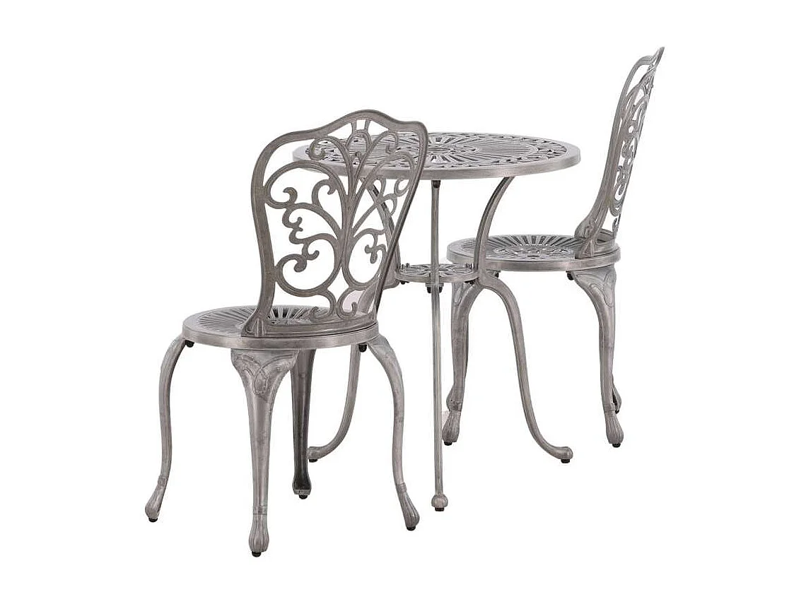 Ensemble de Jardin Table et 2 Chaises Couleur Argent - Style et Durabilité