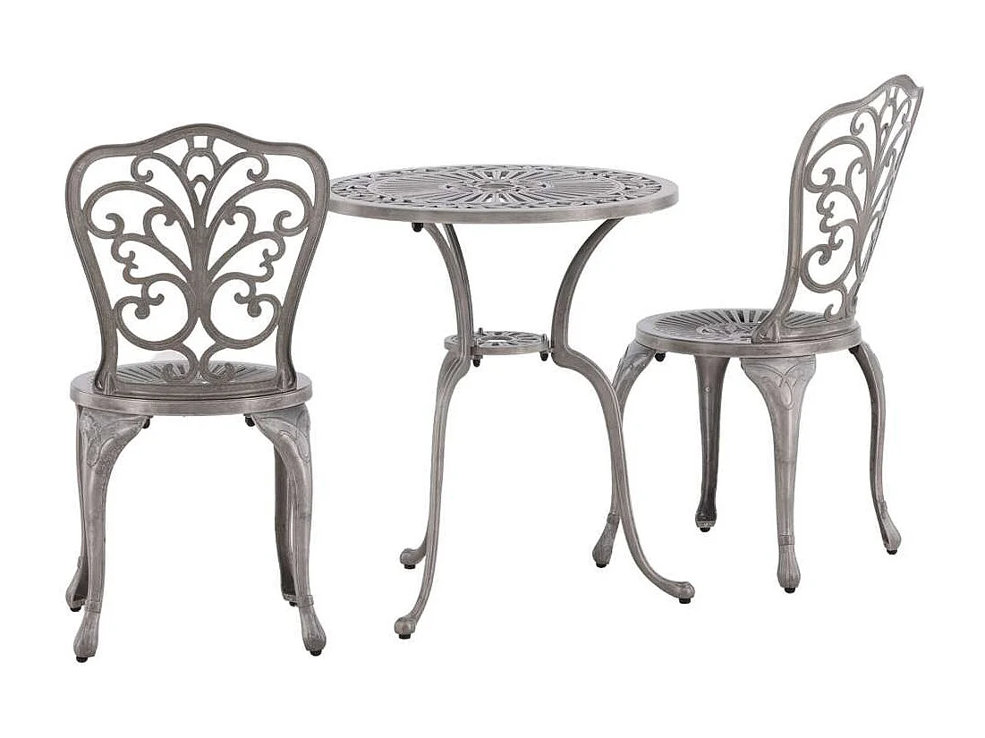 Ensemble de Jardin Table et 2 Chaises Couleur Argent - Style et Durabilité