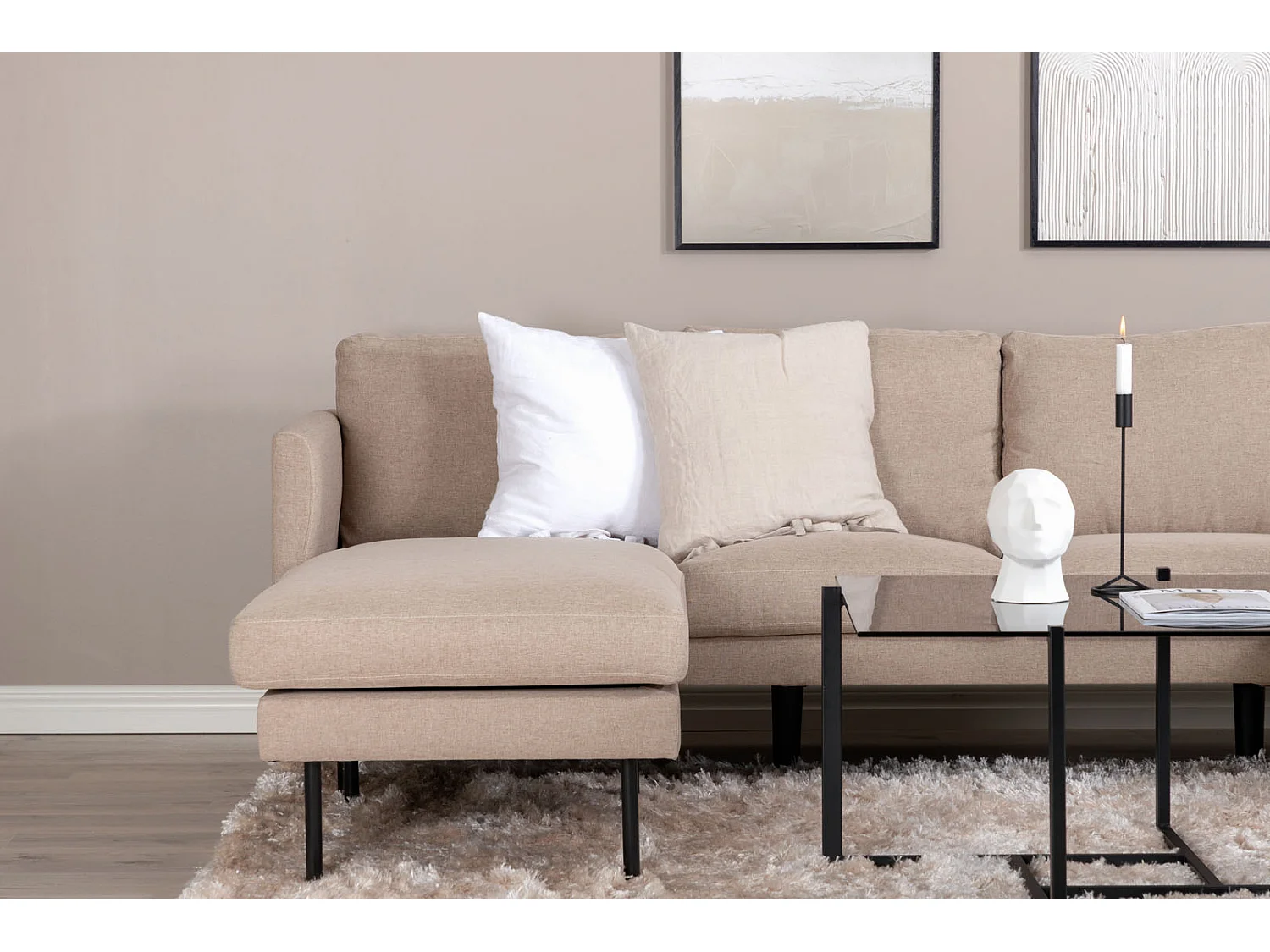 Canapé d'Angle en Tissu "Zoom" 260cm Marron