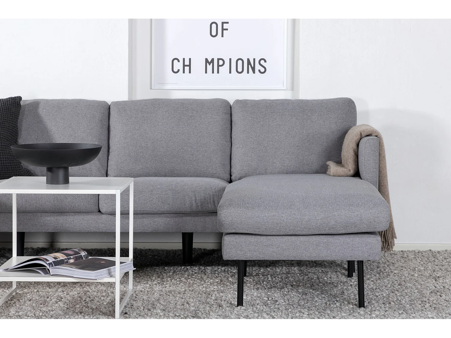 Canapé d'Angle en Tissu "Zoom" 260cm Gris