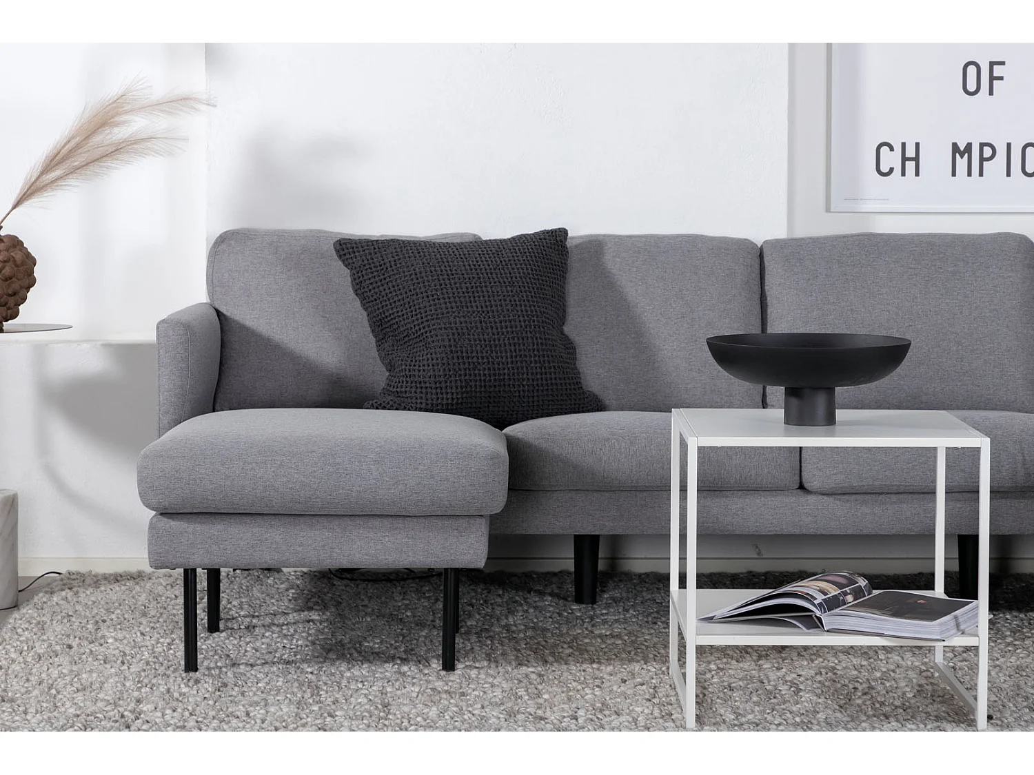 Canapé d'Angle en Tissu "Zoom" 260cm Gris