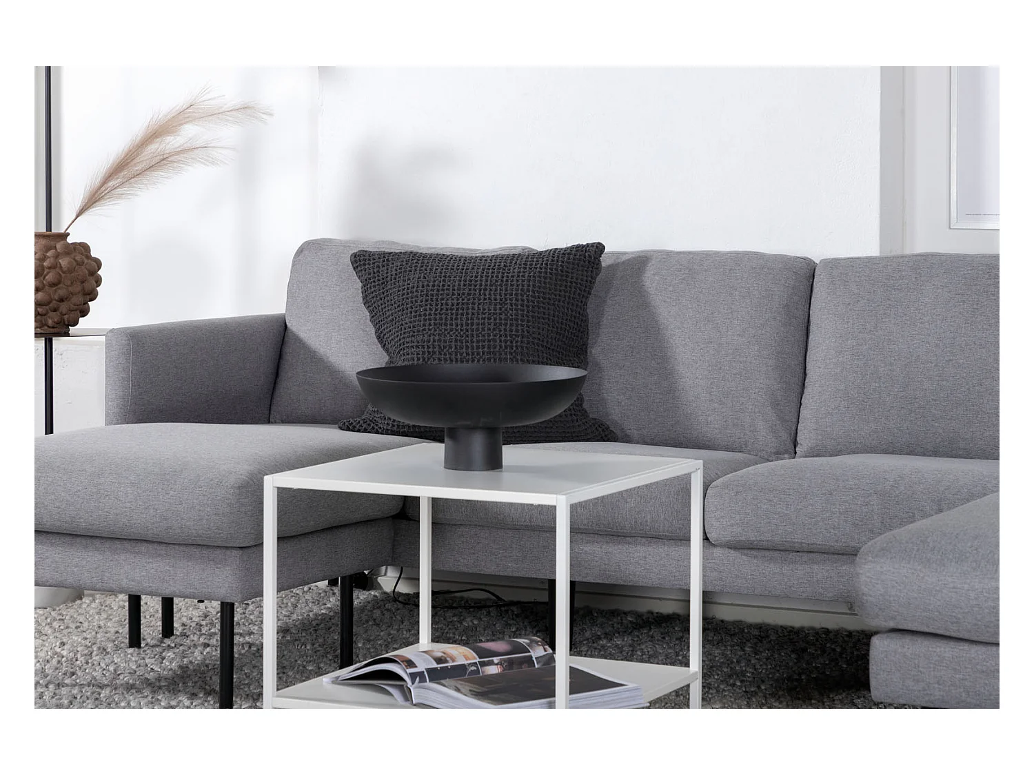 Canapé d'Angle en Tissu "Zoom" 260cm Gris