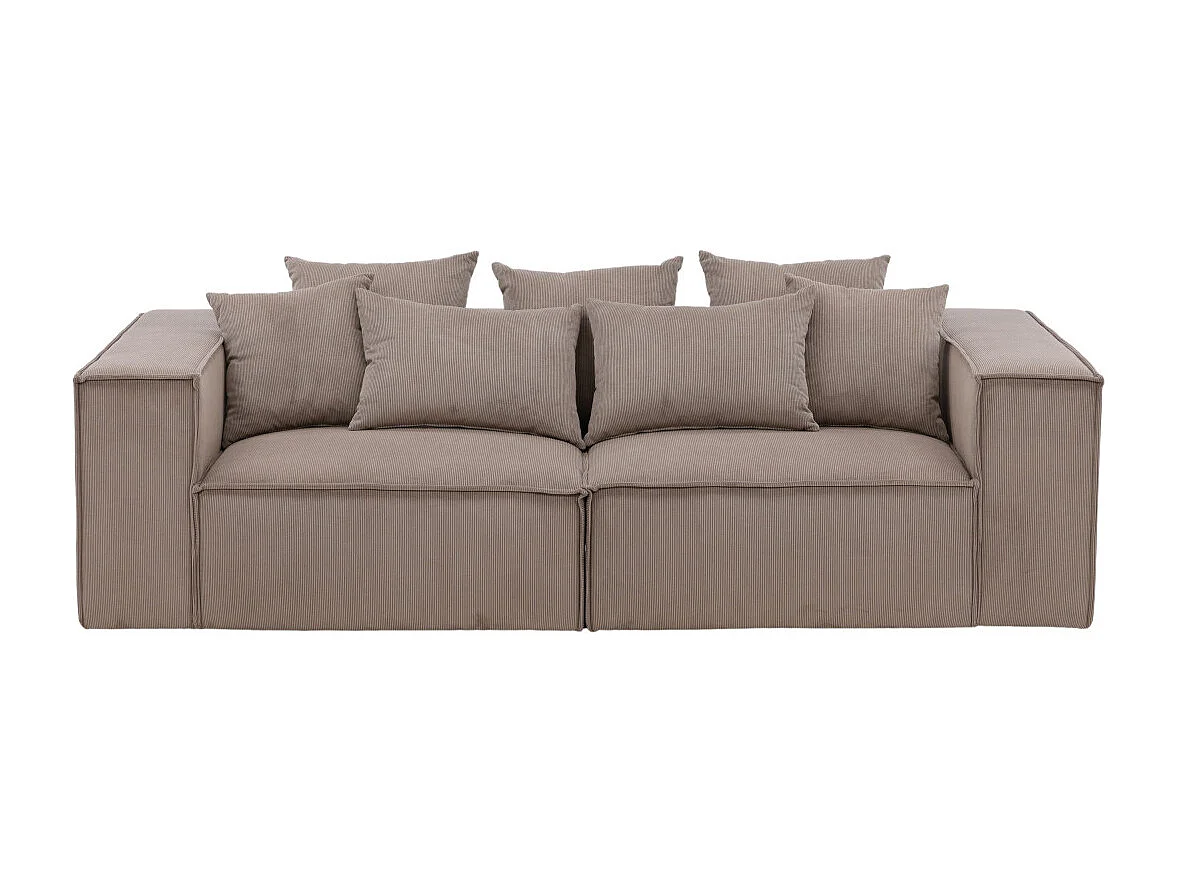 Canapé Côtelé 3 Places "Gillholmen" 232cm Marron