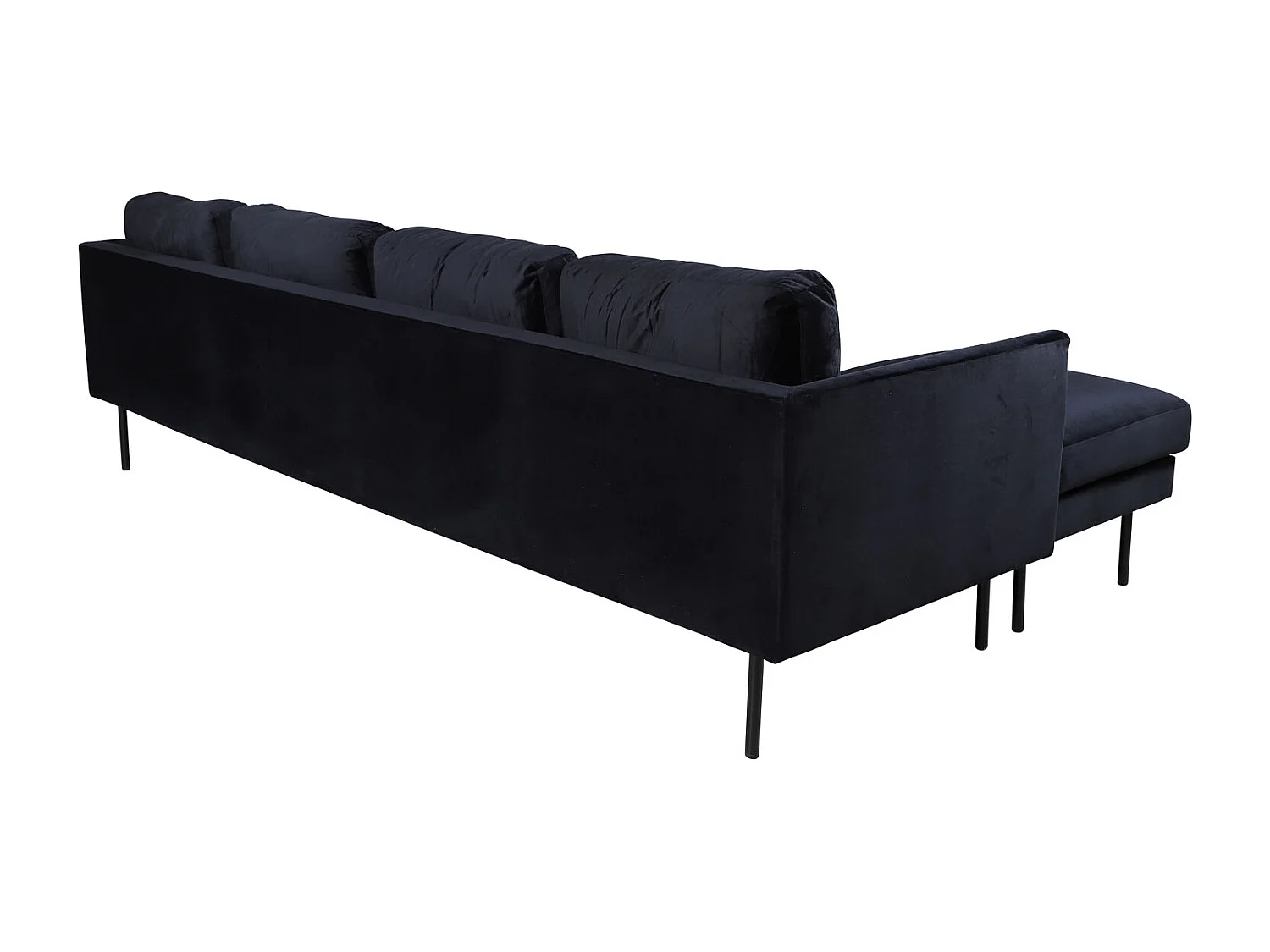 Canapé d'Angle en Velours "Zoom" 260cm Noir