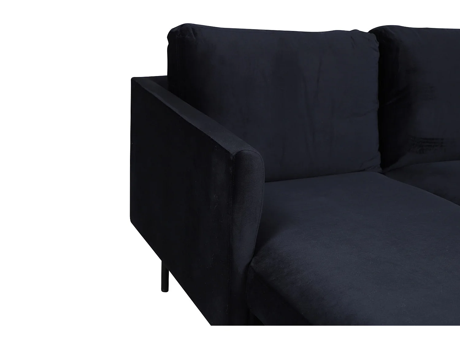 Canapé d'Angle en Velours "Zoom" 260cm Noir