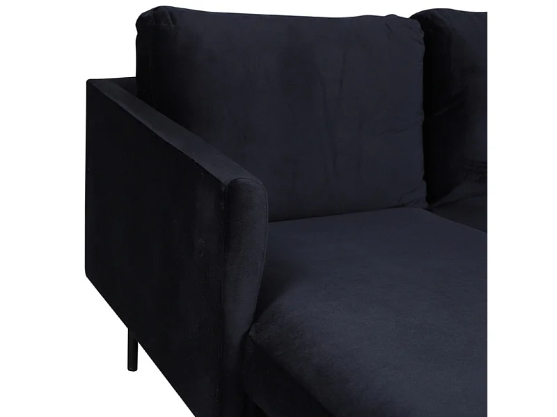 Canapé d'Angle en Velours "Zoom" 260cm Noir