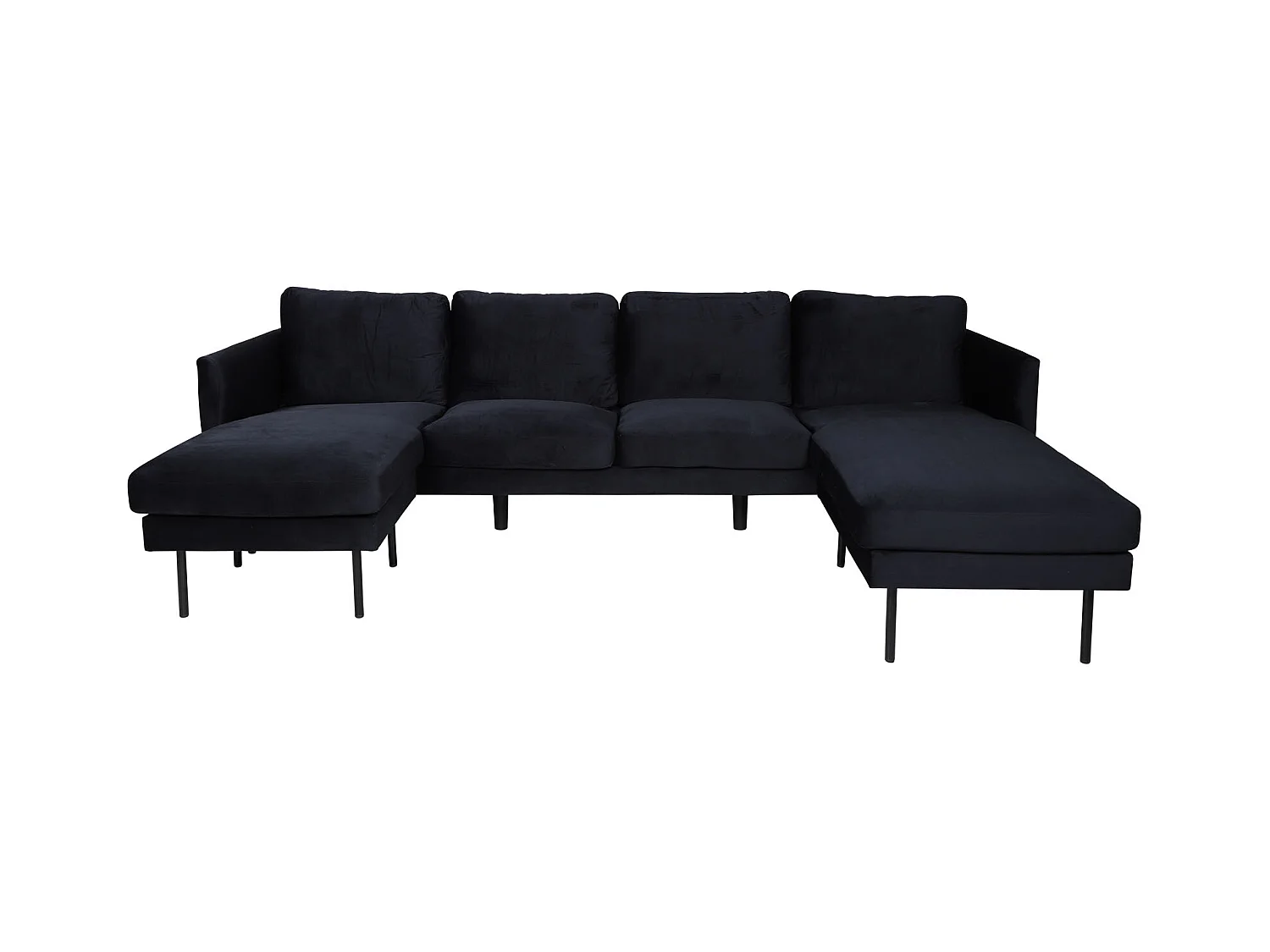 Canapé d'Angle en Velours "Zoom" 260cm Noir