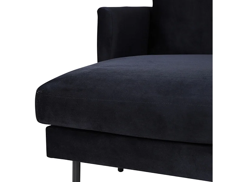 Canapé d'Angle en Velours "Zoom" 260cm Noir