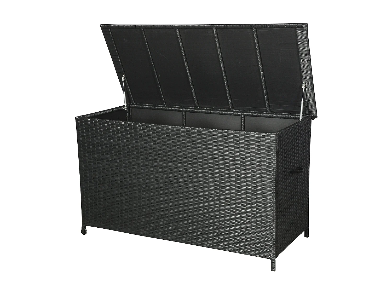 Lamar tuintoebehor kussen opbergbox met wielen zwart.