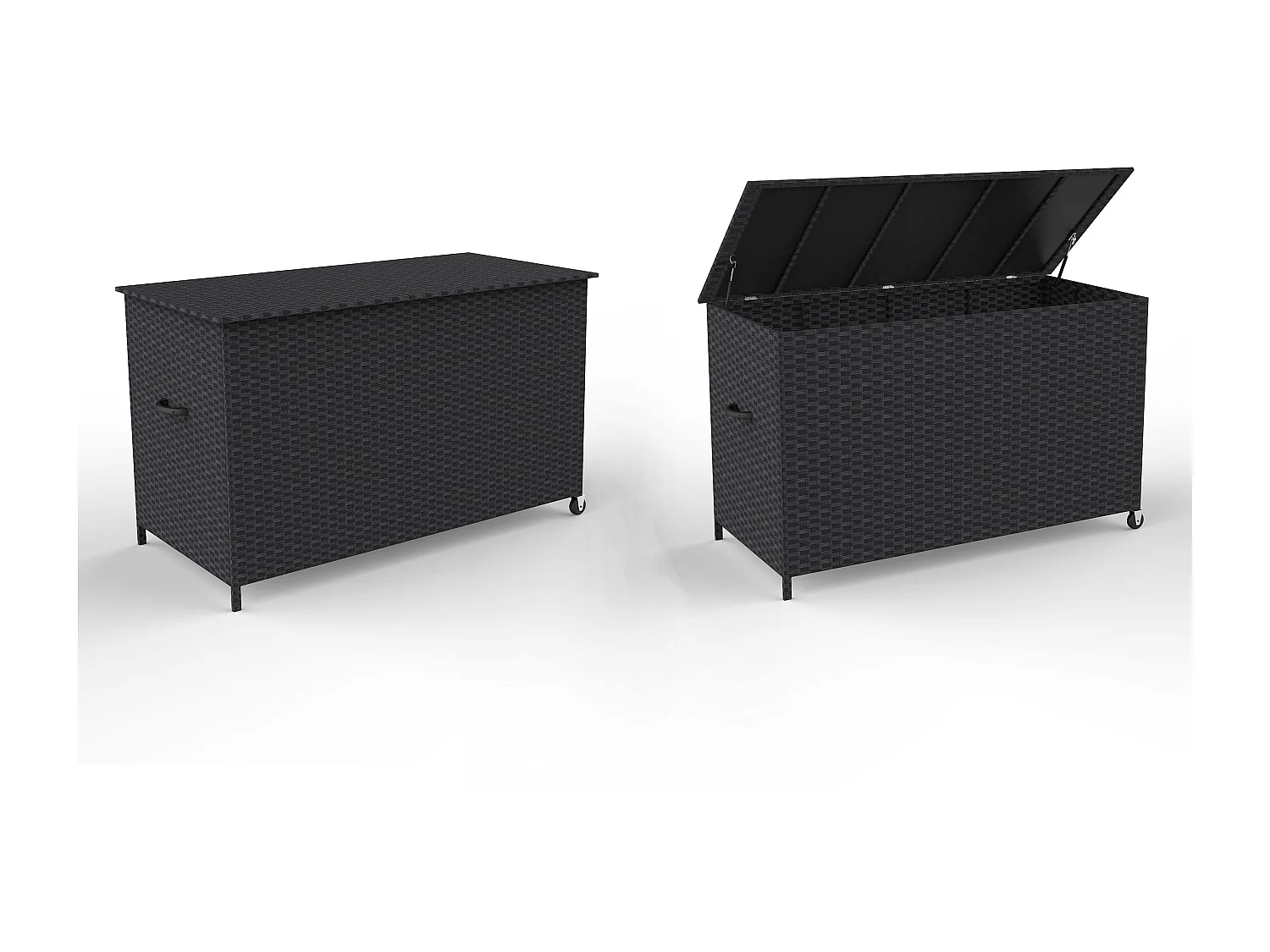 Lamar tuintoebehor kussen opbergbox met wielen zwart.