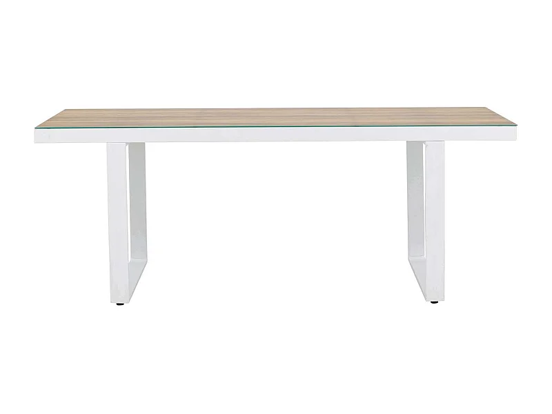 Table de Jardin en Verre "Merlo" 200cm Naturel & Blanc