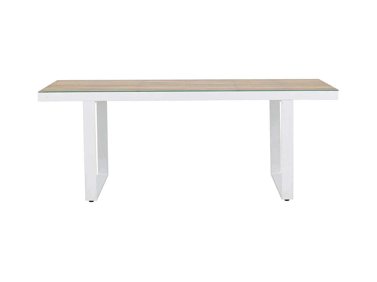 Table de Jardin en Verre "Merlo" 200cm Naturel & Blanc
