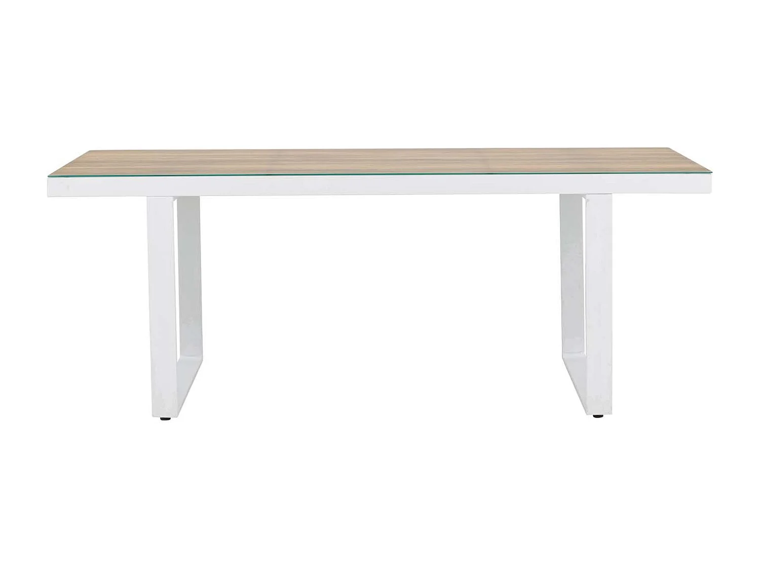 Table de Jardin en Verre "Merlo" 200cm Naturel & Blanc