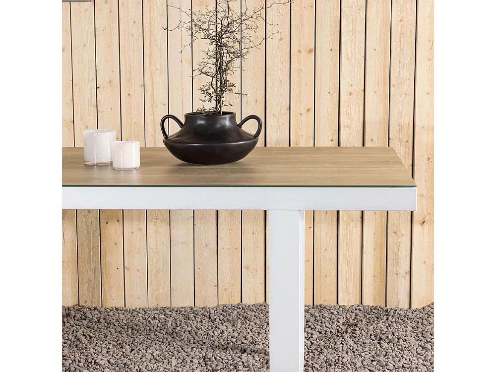 Table de Jardin en Verre "Merlo" 200cm Naturel & Blanc