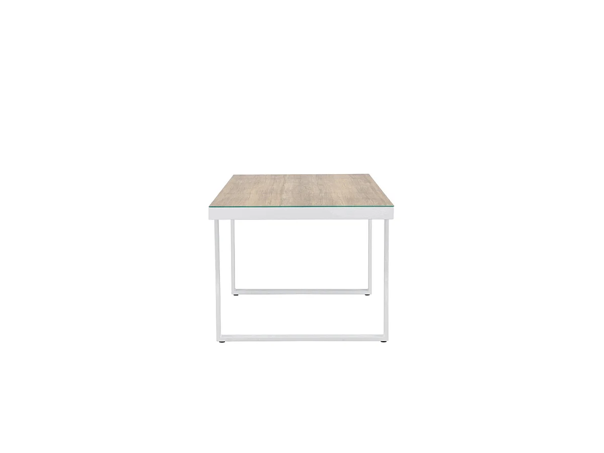 Table de Jardin en Verre "Merlo" 200cm Naturel & Blanc