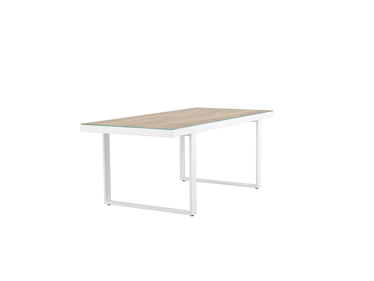 Table de Jardin en Verre "Merlo" 200cm Naturel & Blanc
