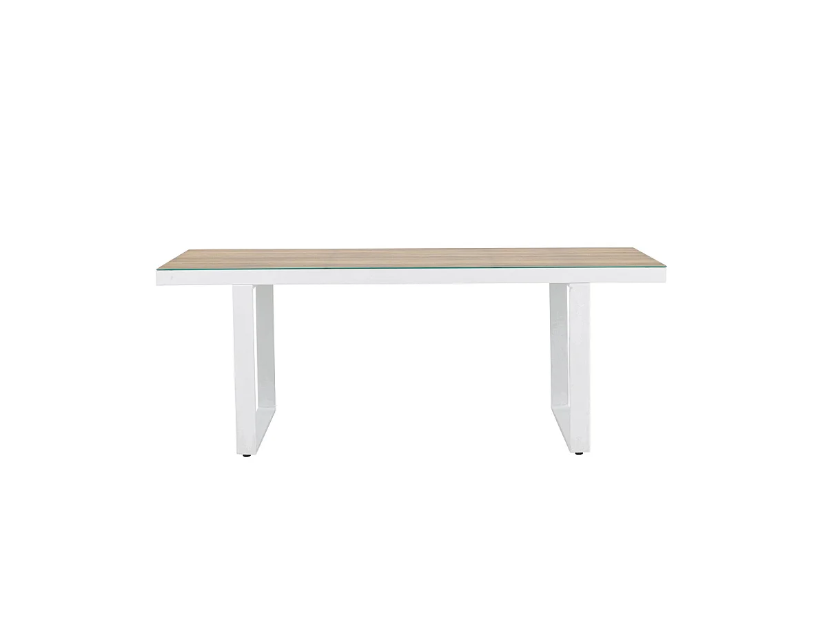 Table de Jardin en Verre "Merlo" 200cm Naturel & Blanc