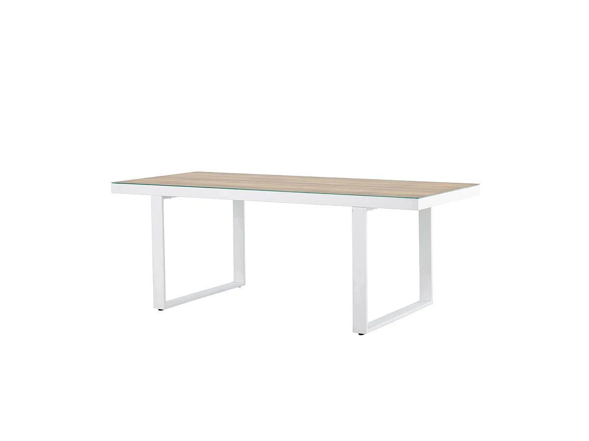 Table de Jardin en Verre "Merlo" 200cm Naturel & Blanc