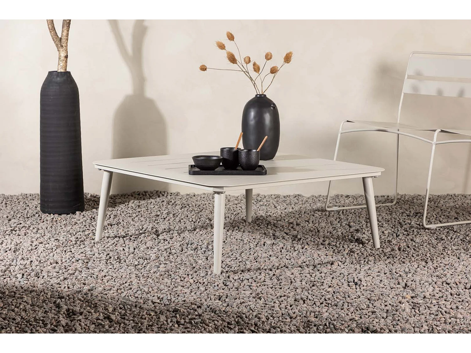Lina tuintafel 90x90cm beige.