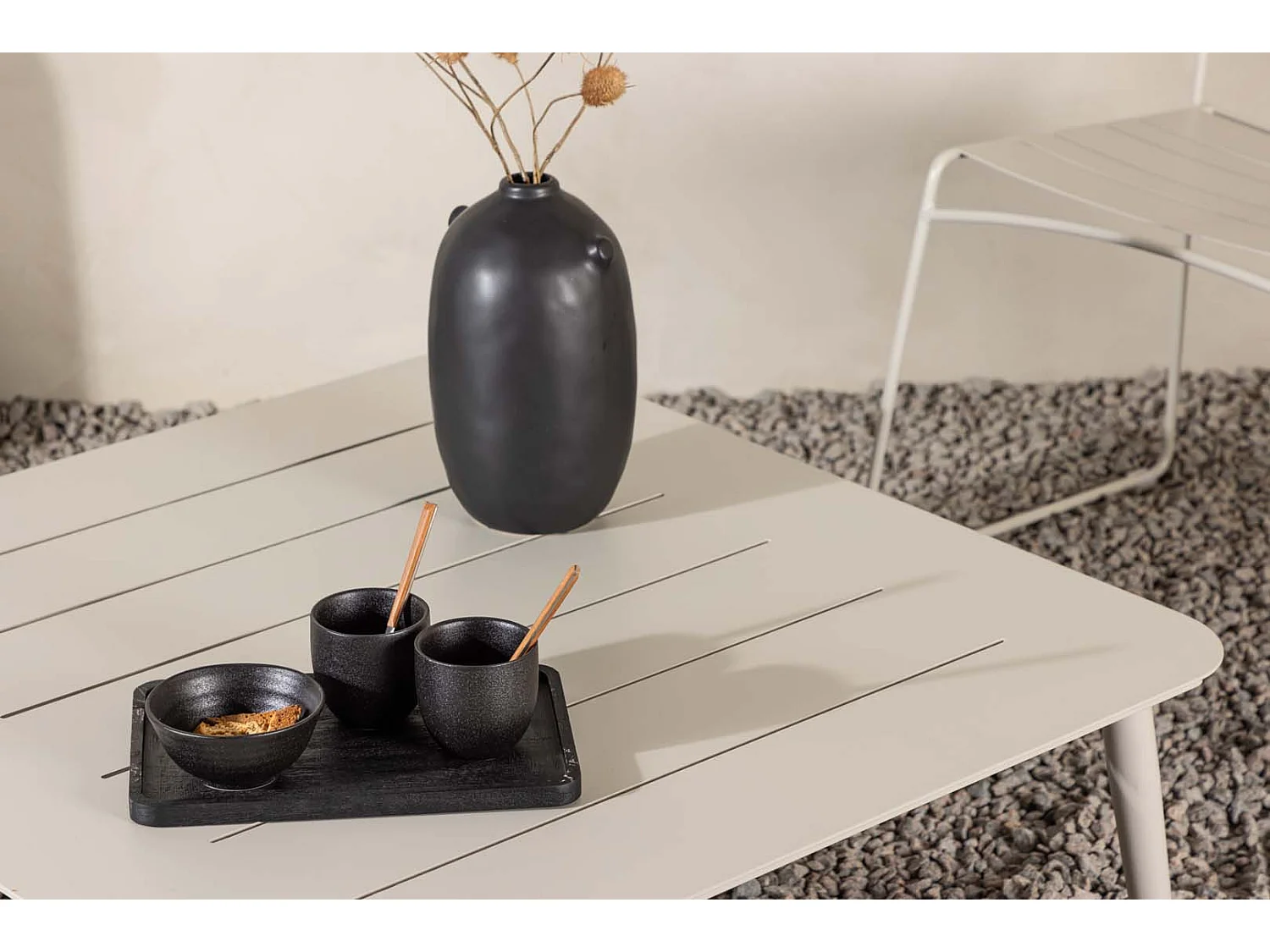 Lina tuintafel 90x90cm beige.