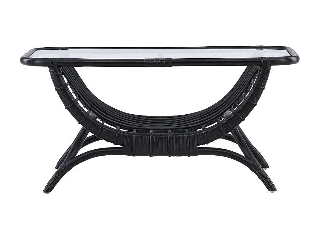 Table Basse de Jardin en Rotin "Moana" 95cm Noir