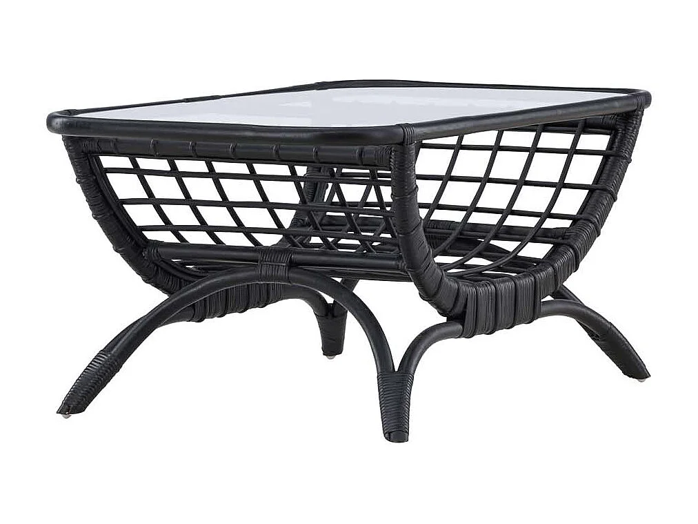 Table Basse de Jardin en Rotin "Moana" 95cm Noir