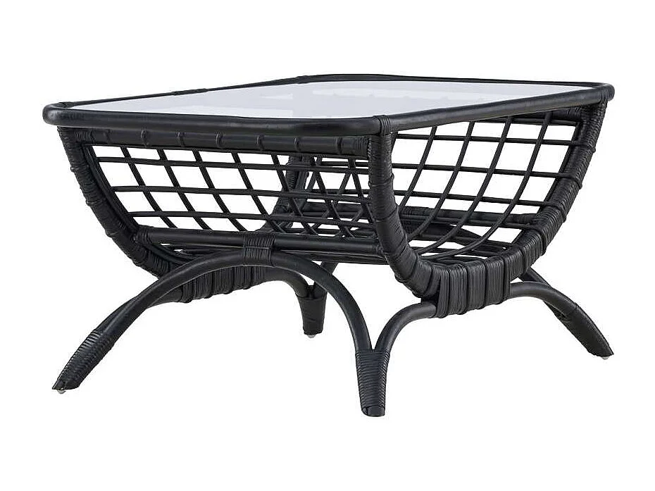 Table Basse de Jardin en Rotin "Moana" 95cm Noir
