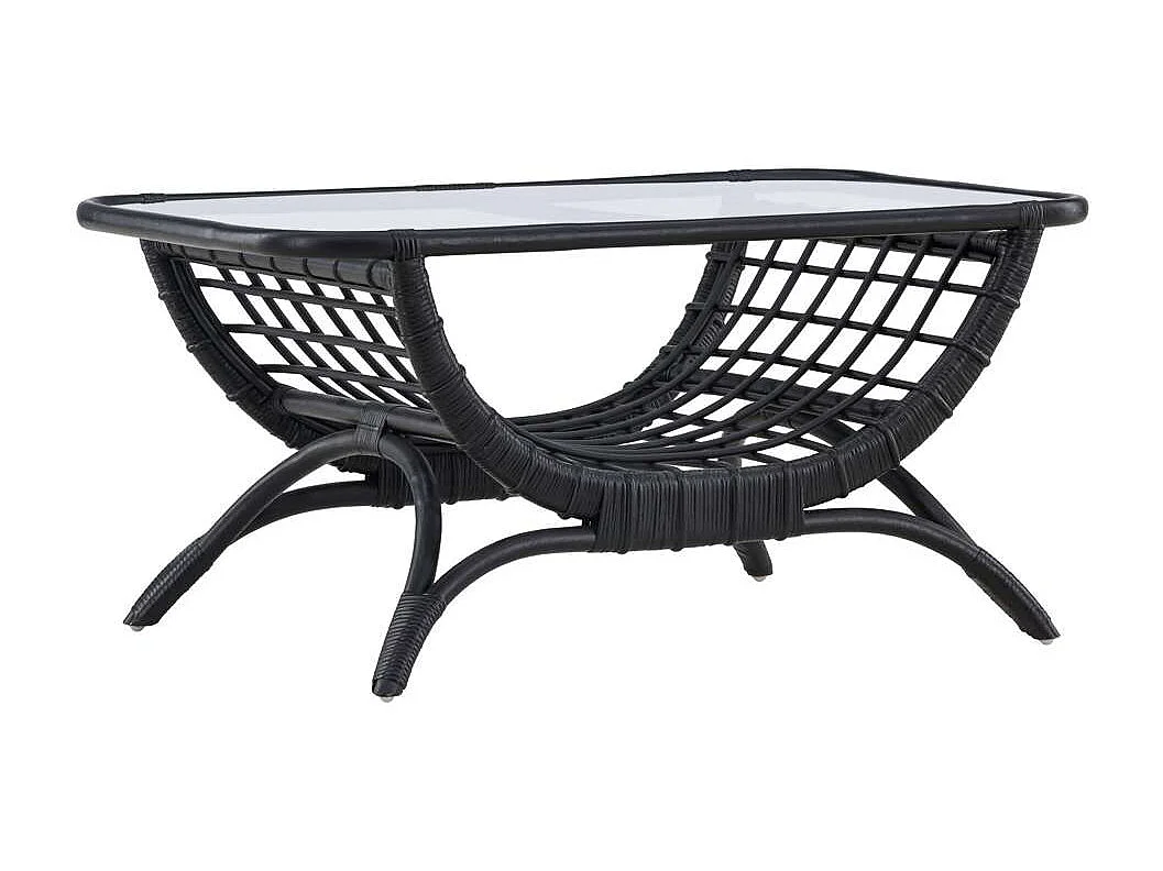 Table Basse de Jardin en Rotin "Moana" 95cm Noir