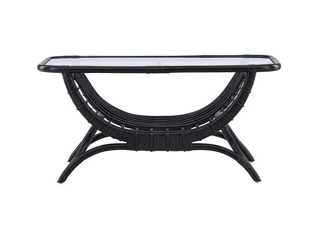 Table Basse de Jardin en Rotin "Moana" 95cm Noir