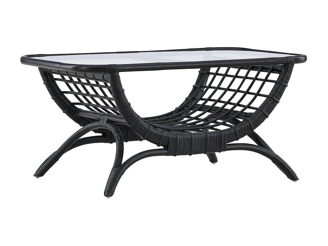 Table Basse de Jardin en Rotin "Moana" 95cm Noir