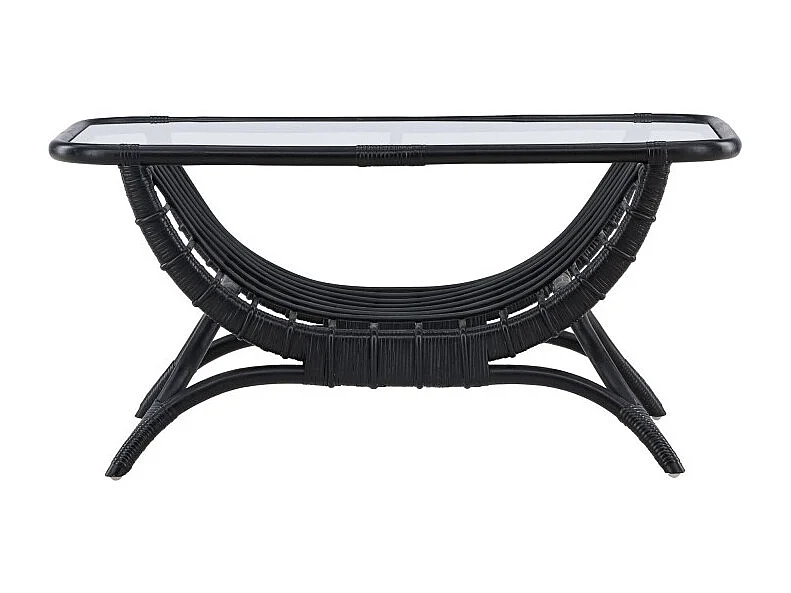 Table Basse de Jardin en Rotin "Moana" 95cm Noir