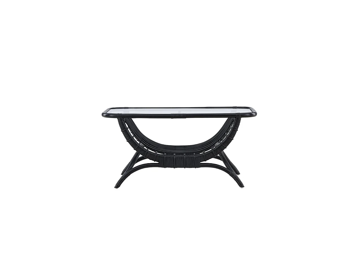 Table Basse de Jardin en Rotin "Moana" 95cm Noir
