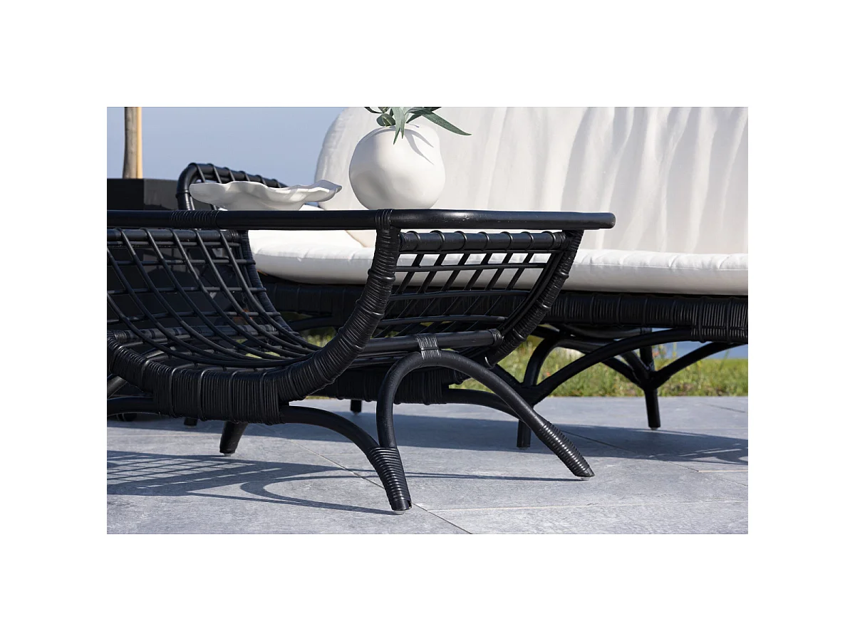 Table Basse de Jardin en Rotin "Moana" 95cm Noir