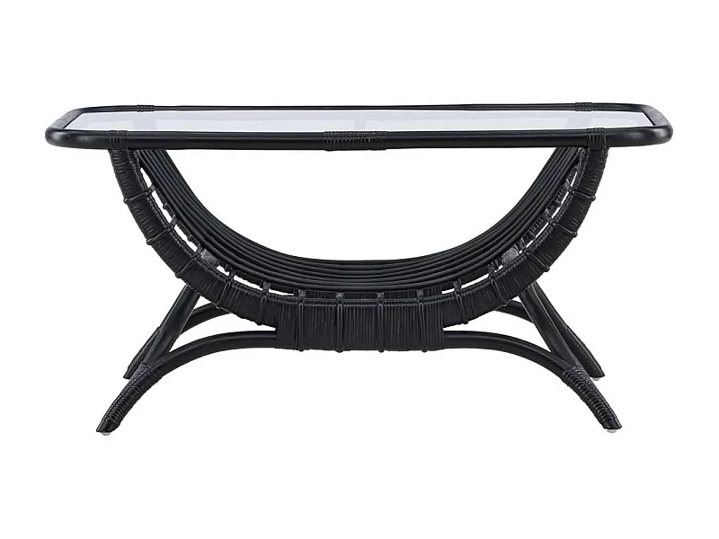 Table Basse de Jardin en Rotin "Moana" 95cm Noir
