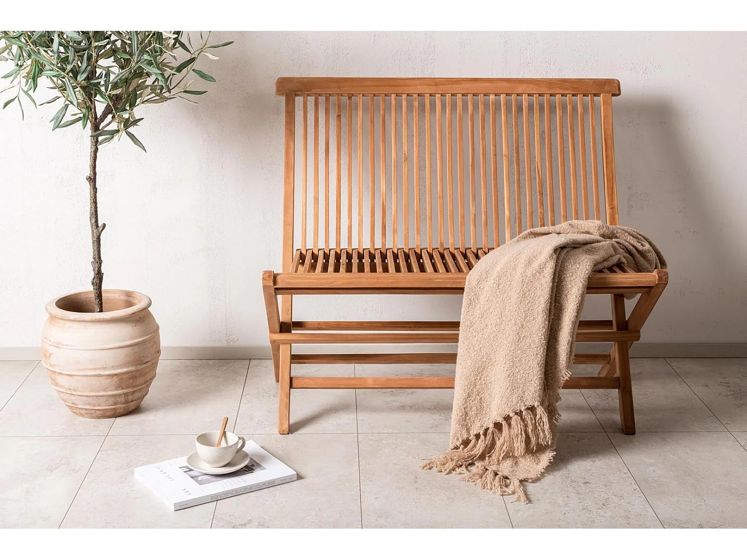 Banc de Jardin Pliable en Teck "Ghana" 100cm Naturel