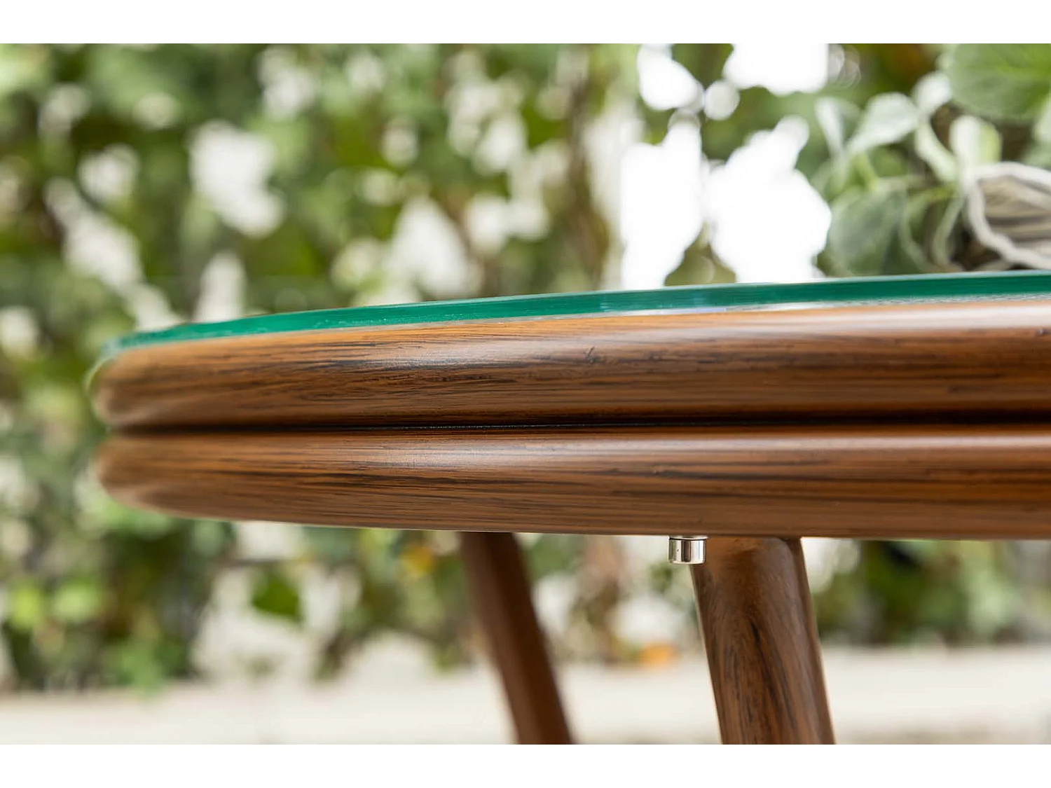 Table de Jardin en Verre "Loures" 75cm Marron