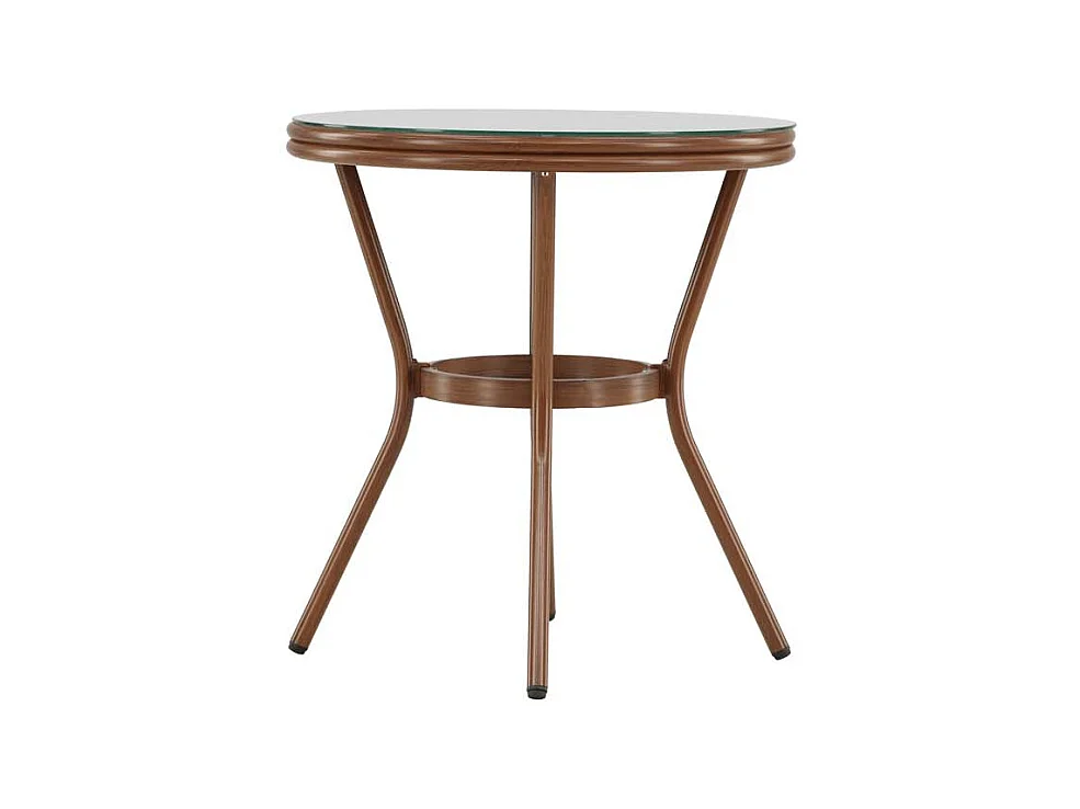 Table de Jardin en Verre "Loures" 75cm Marron
