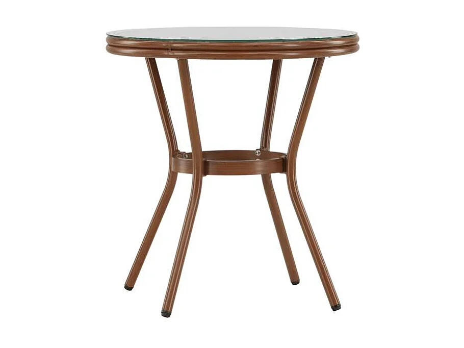 Table de Jardin en Verre "Loures" 75cm Marron