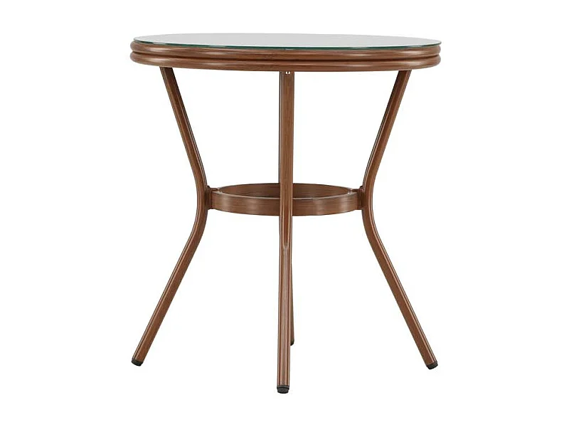 Table de Jardin en Verre "Loures" 75cm Marron