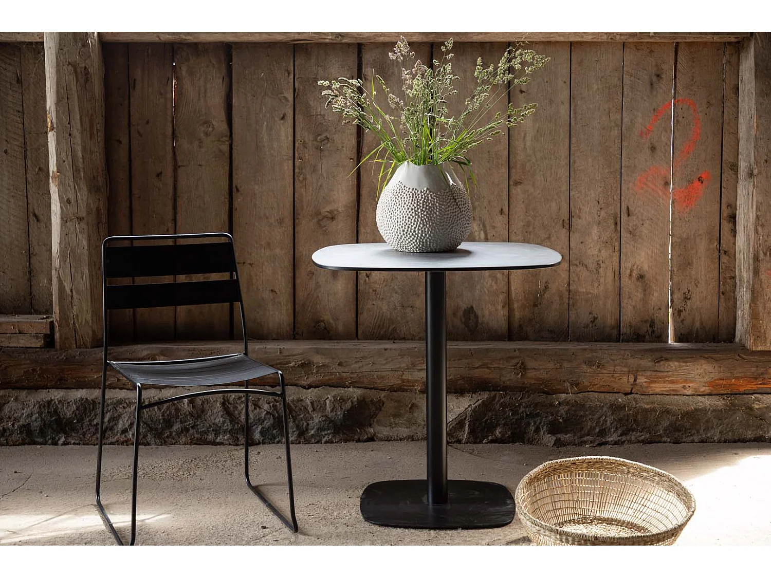 Table de Jardin en Métal "Milano" 75cm Noir