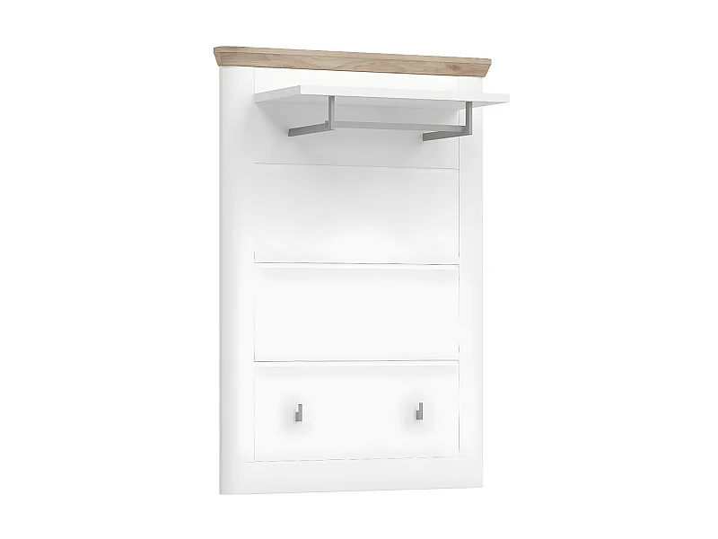 Michigan penderie murale 1 tablette, 1 barre de suspension, 2 crochets pour vêtements mat blanc,chêne décor,blanc.