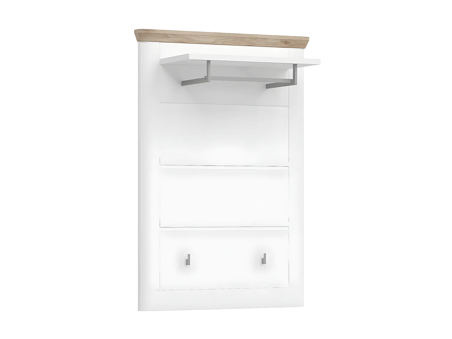 Michigan Wandgarderobe 1 Ablage, 1 Kleiderstange, 2 Kleiderhaken matt weiß,Eiche dekor,weiß.