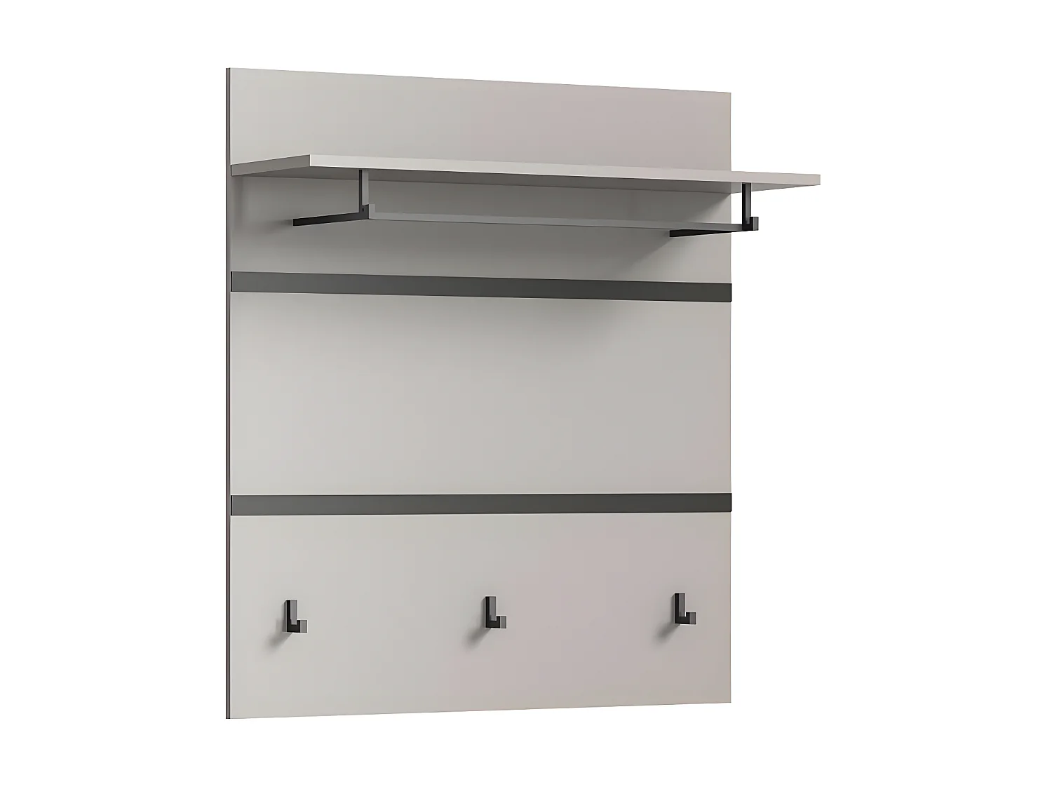 Jaru penderie murale 1 tablette, 1 barre de suspension, 3 crochets pour vêtements gris,noir.